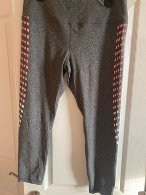 RBX Gray Active Leggings with Pink Accent Side Panels